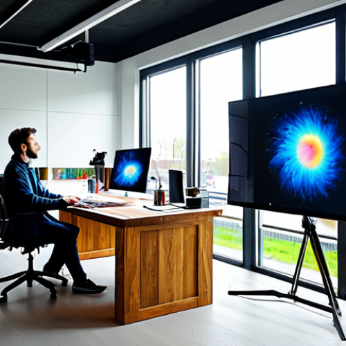 Home 17 인스타그램 디지털아트 계정 운영 - Modern Digital Art Studio**
"A brightly lit, modern digital art studio in Amsterdam, Netherlands. A...