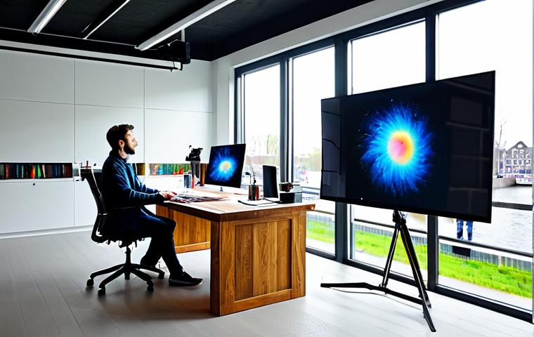 인스타그램 디지털아트 계정 운영 - Modern Digital Art Studio**
"A brightly lit, modern digital art studio in Amsterdam, Netherlands. A...